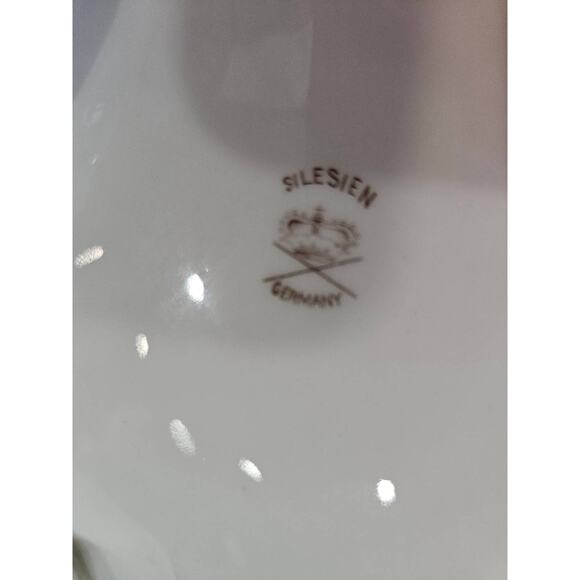 Vintage Double-Sided Bowl with Handle Silesian ceramic, Pink Orchids Flowers - Picture 10 of 10